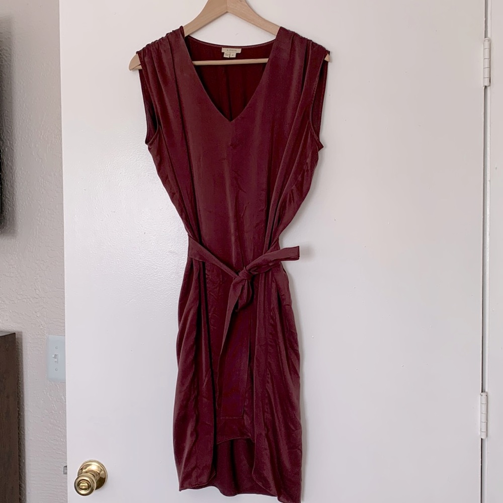 Wine colored silk dress